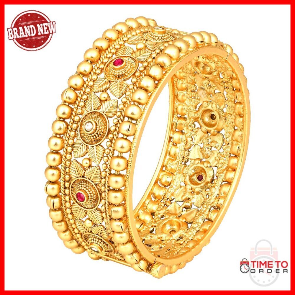 Gold Plated Openable Kada Bangle Traditional Jewelry Elegant Gift Women